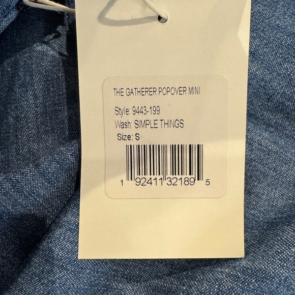 Mother The Gatherer Popover Mini Dress Chambray Denim Simple Things Wash S NWT - Picture 9 of 10